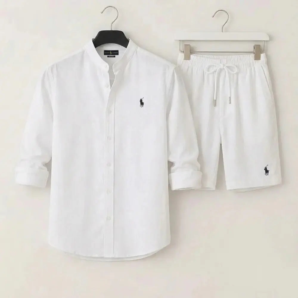 Modern Band Collar Shirt & Shorts Set – Limited Edition (Copy)