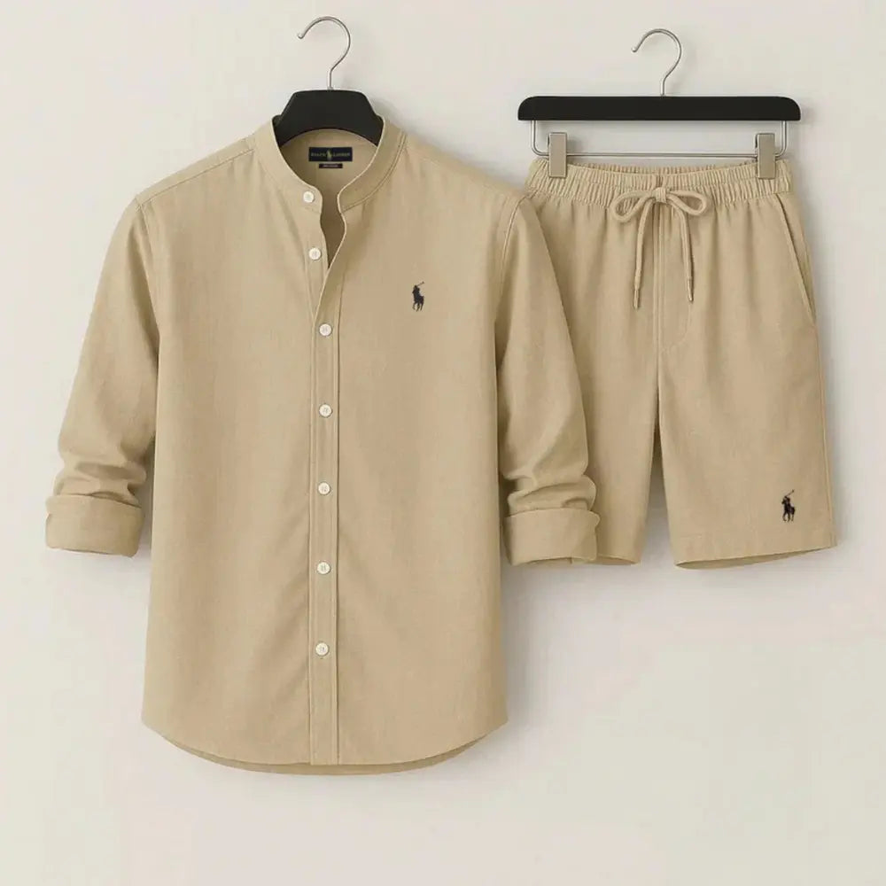 Modern Band Collar Shirt & Shorts Set – Limited Edition (Copy)