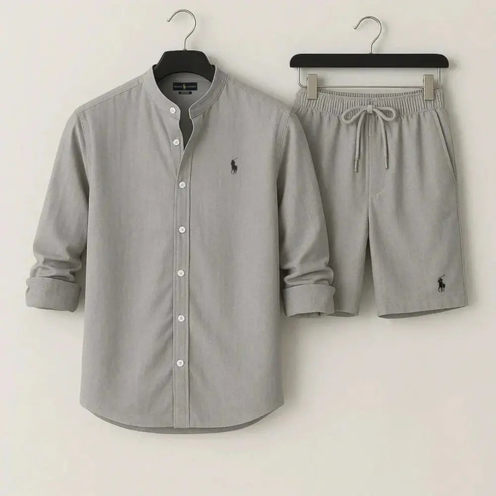 Modern Band Collar Shirt & Shorts Set – Limited Edition (Copy)